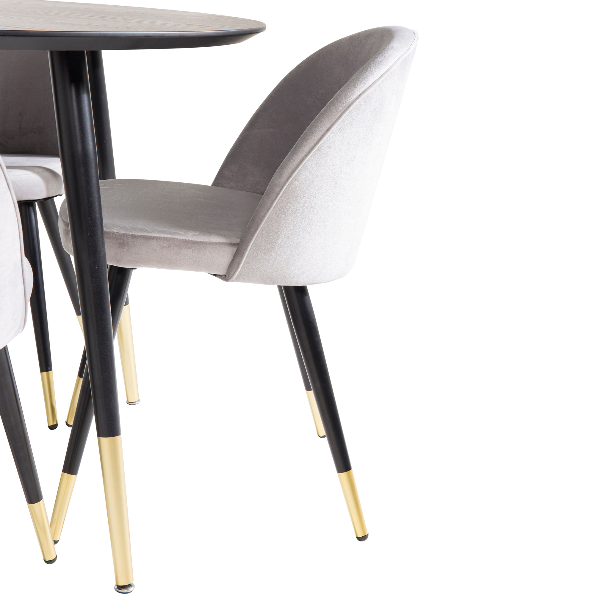 Spisegruppe Venture Home Dipp Ø115 cm med 4 Velvet Stoler