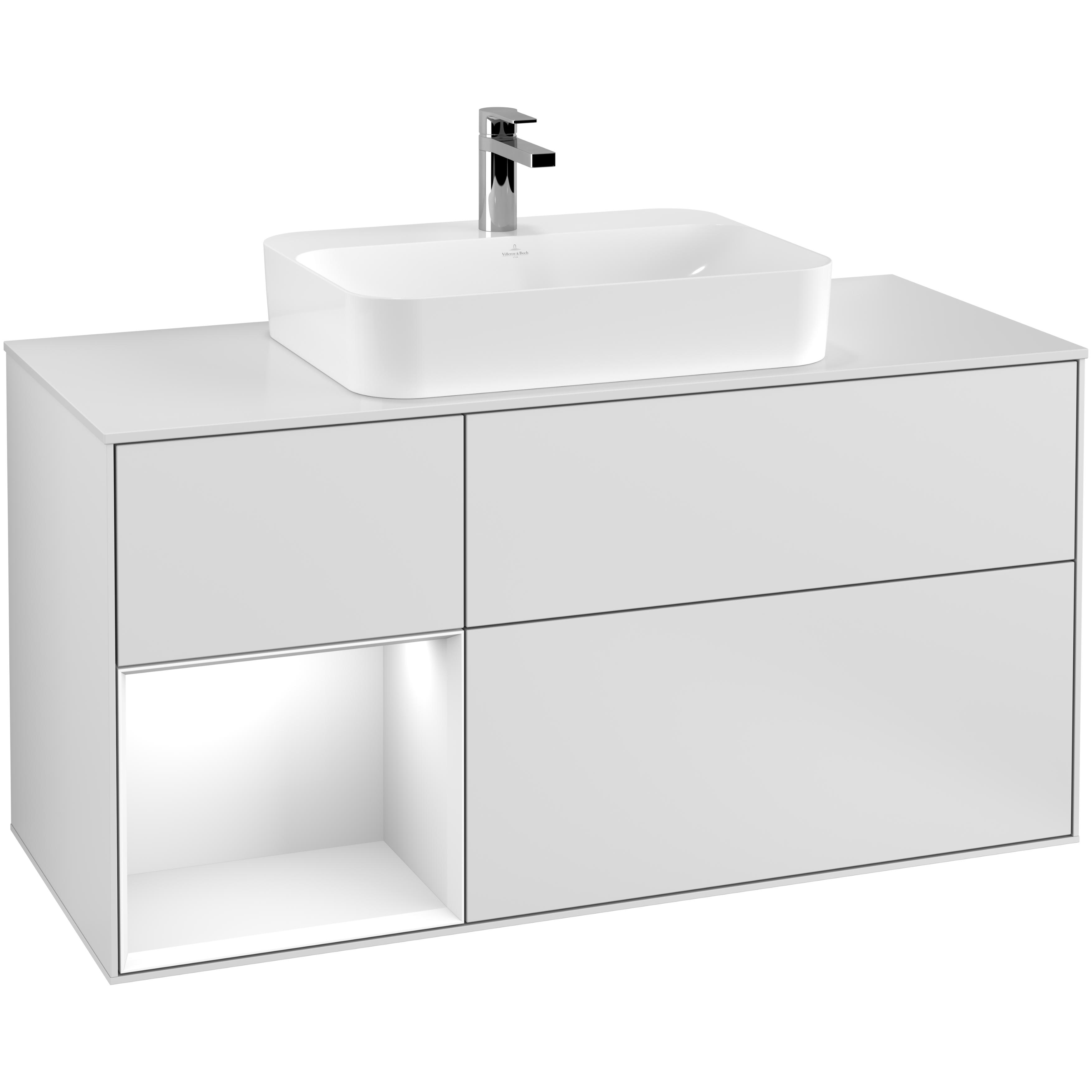 Tvättställsskåp Villeroy & Boch Finion med 3 Lådor Hylla och Bänkskiva för Ytmonterat Tvättställ | badrum - badrumsmobler - tvattstallsskap-och-kommod | KakelKungen