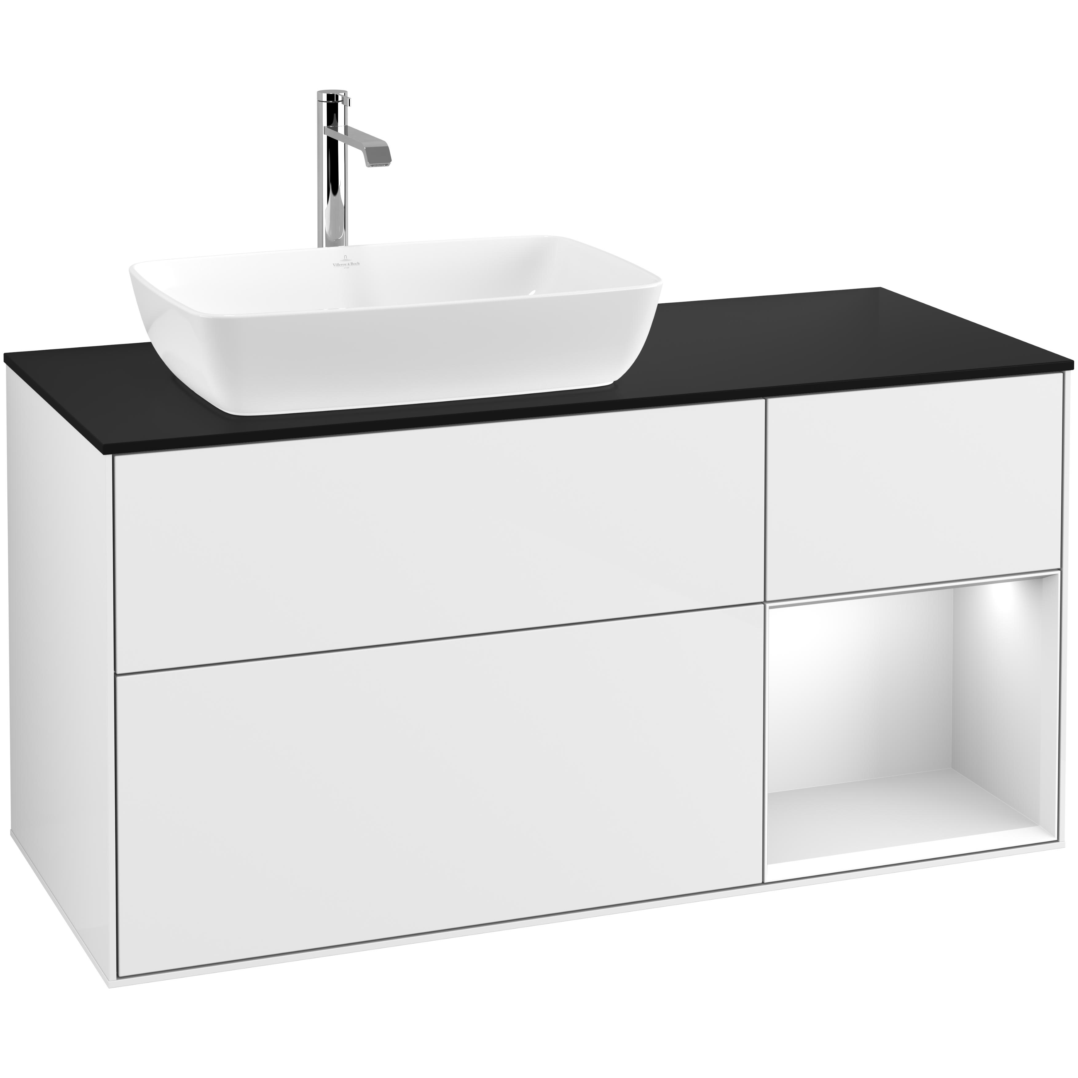 Tvättställsskåp Villeroy & Boch Finion med 3 Lådor Hylla och Bänkskiva för Ocentrerat Tvättställ från Artis & Collaro