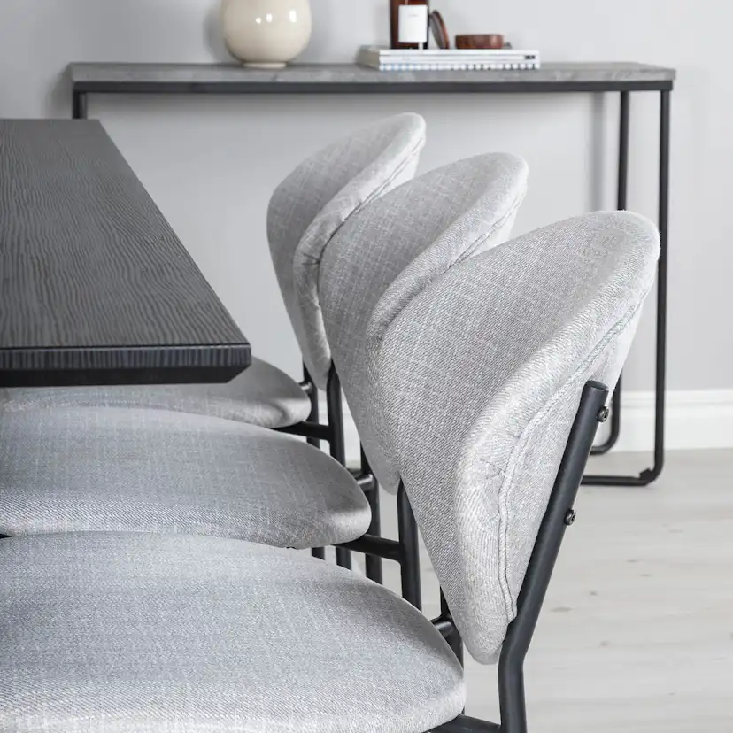 Marina Table - Black top /Vault Chair - -gråFabric_6 Sort/Grå