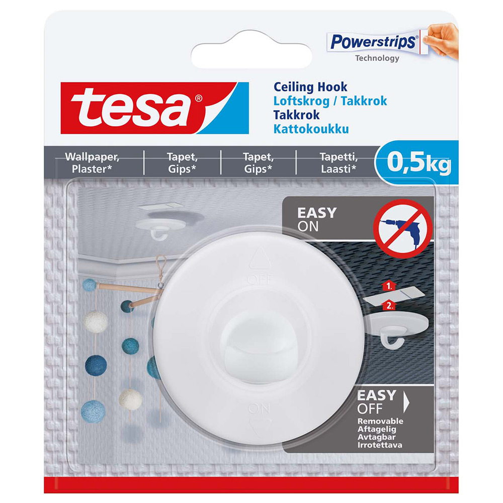 Selvklebende Takkrok Tesa Justerbar 0,5 kg