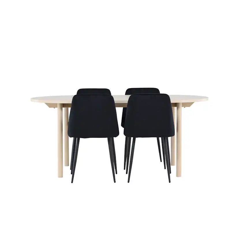 Spisegruppe Venture Home Andy 180 med 4 stk Night Stoler Hvitvaske/Sort