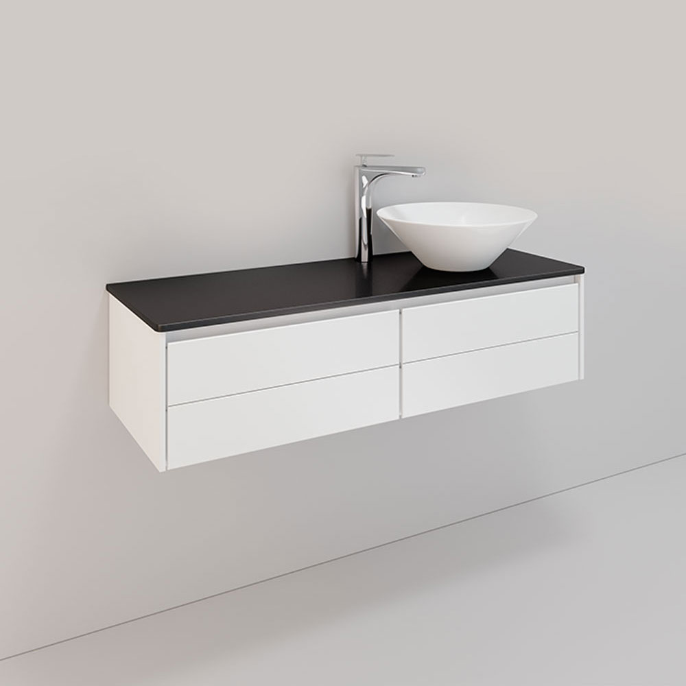 Tvättställsskåp Noro Lifestyle Concept 1200H Vit, 4 lådor, L BxH: 120x34,5 cm, 4 skuffer, Servant til høyre