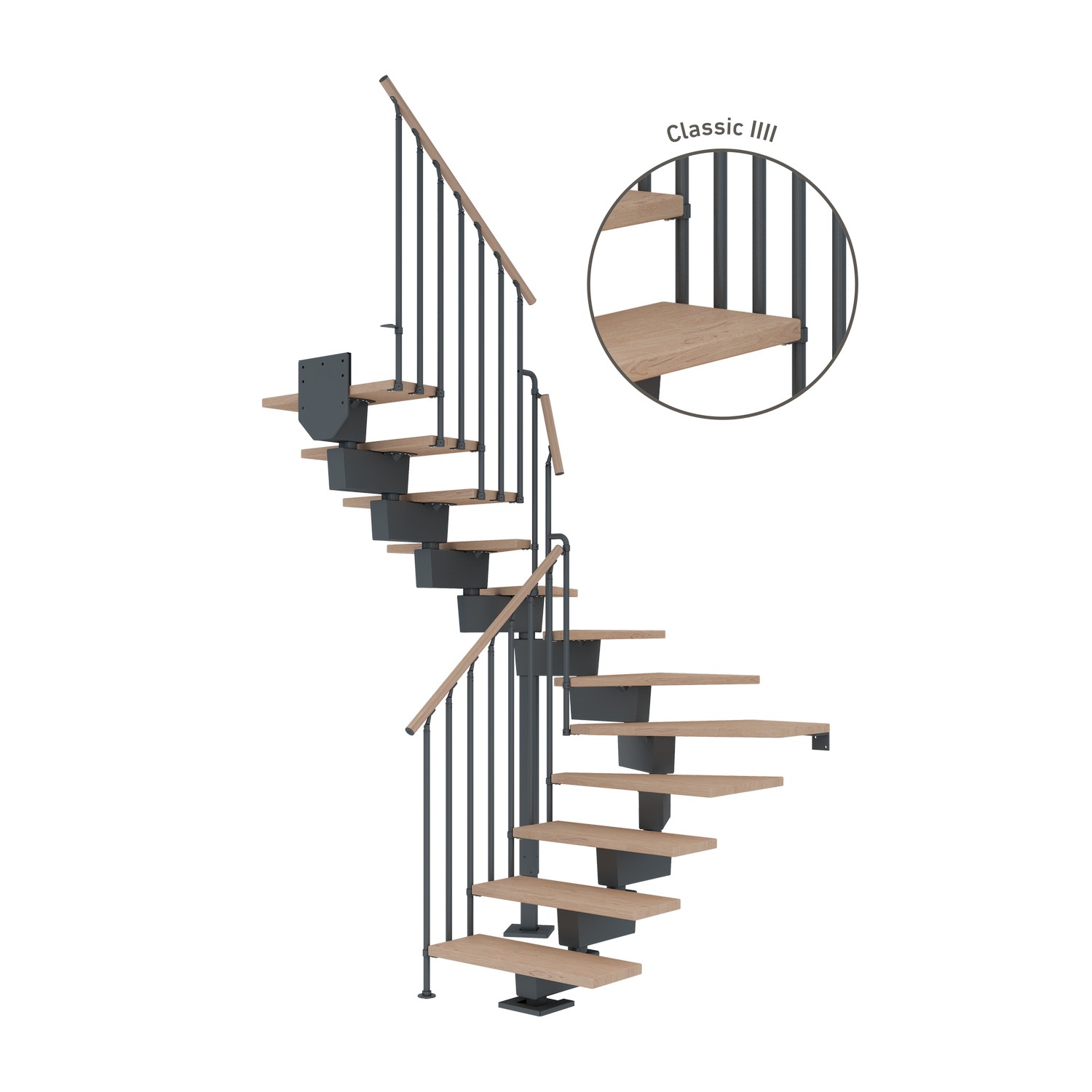 Hovedtrapp Dolle Dubai Eik Hvitoljet 1/2-Sving Classic IIII