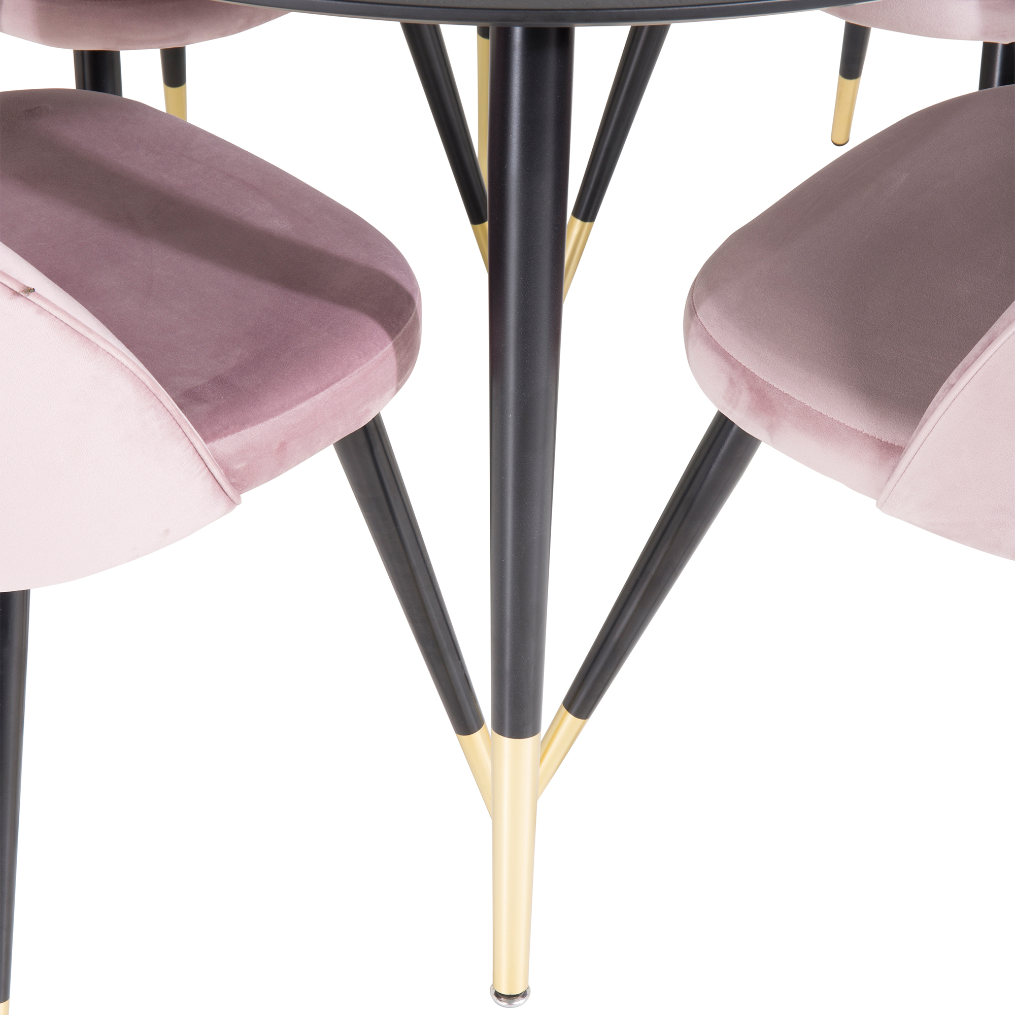 Spisegruppe Venture Home Dipp Ø115 cm med 4 Velvet Stoler