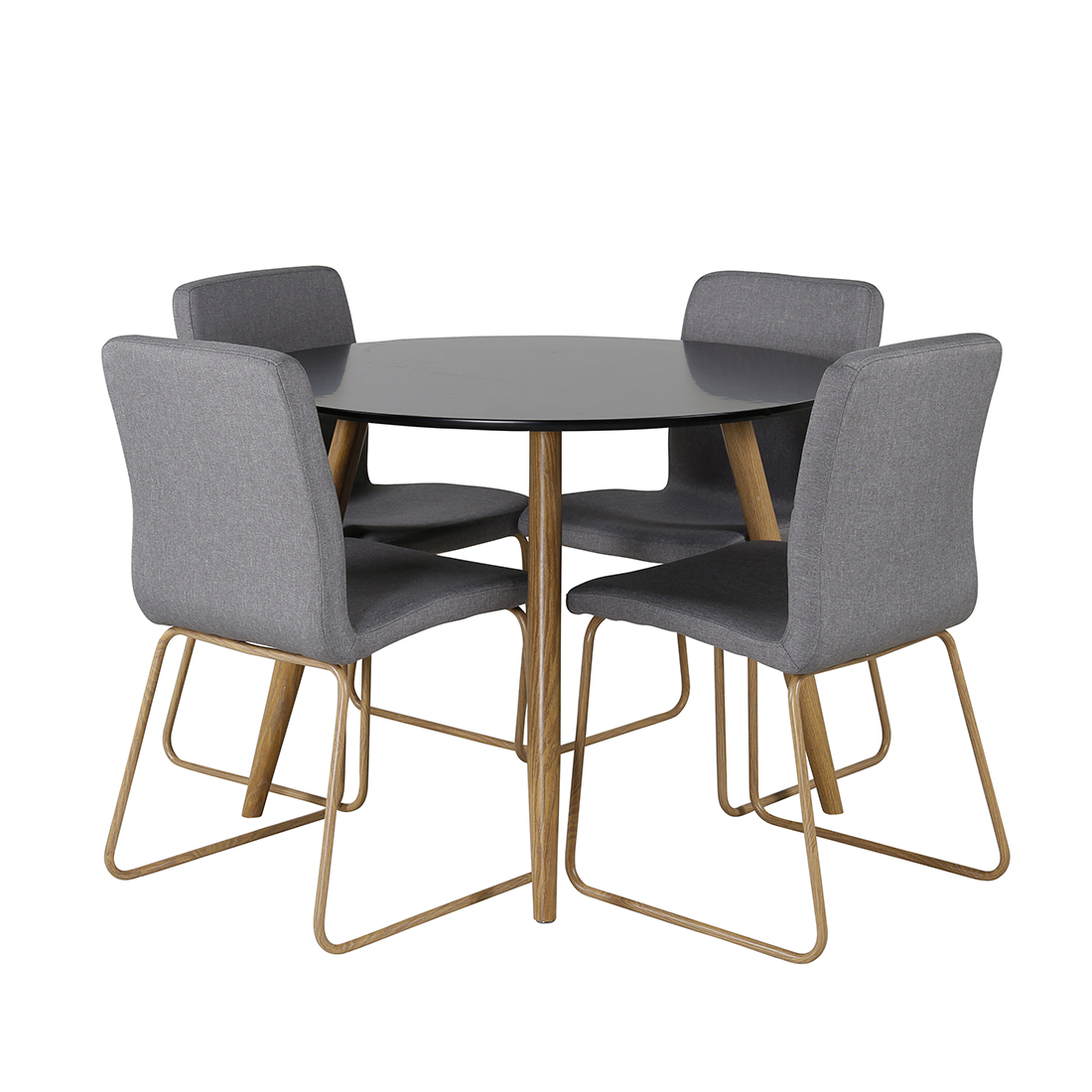 Spisegruppe Venture Home Plaza Ø100 cm med 4st Mace Spisestoler