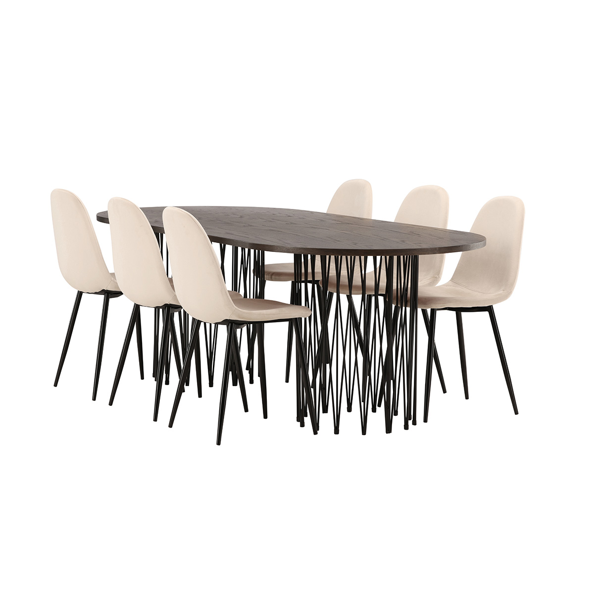 Spisegruppe Venture Home Stone med 6 Polar Stoler Fløyel