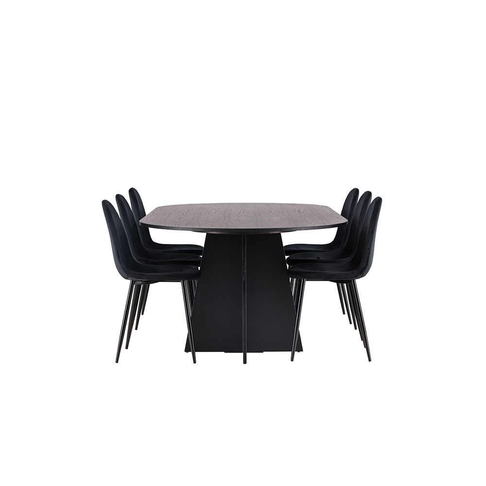 Spisegruppe Venture Home Bootcut Oval med 6 Polar Fløyel Stoler