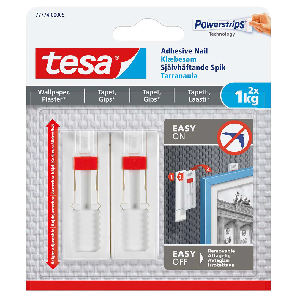 Selvklebende Spiker Tesa Justerbar Tapet 2 stk 1 kg