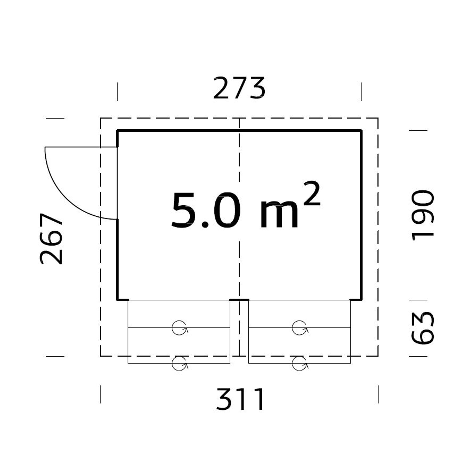 Stella 5,2 m2 (inv. 5,0 m2) Ubehandlet tre