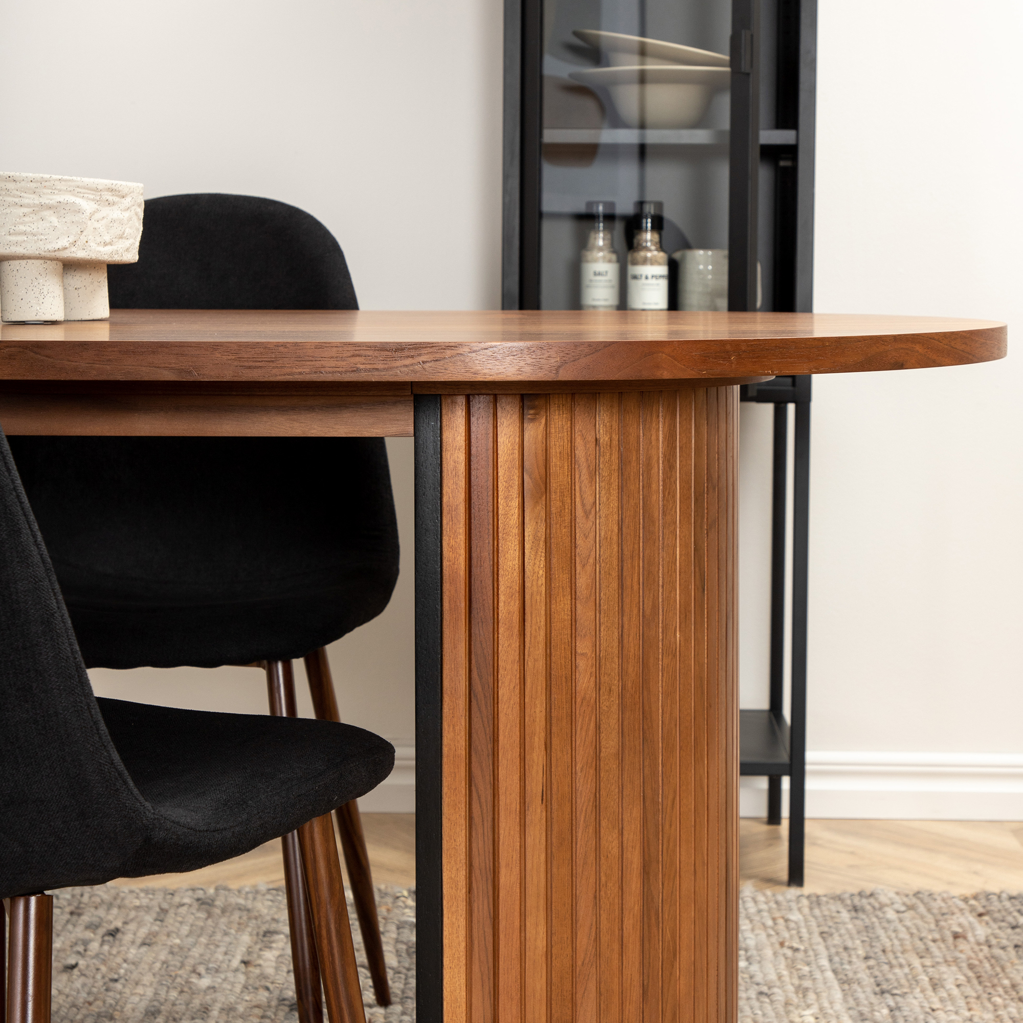 Spisegruppe Venture Home Bianca Valnøtt med 6 Pobbie Stoler Polyester
