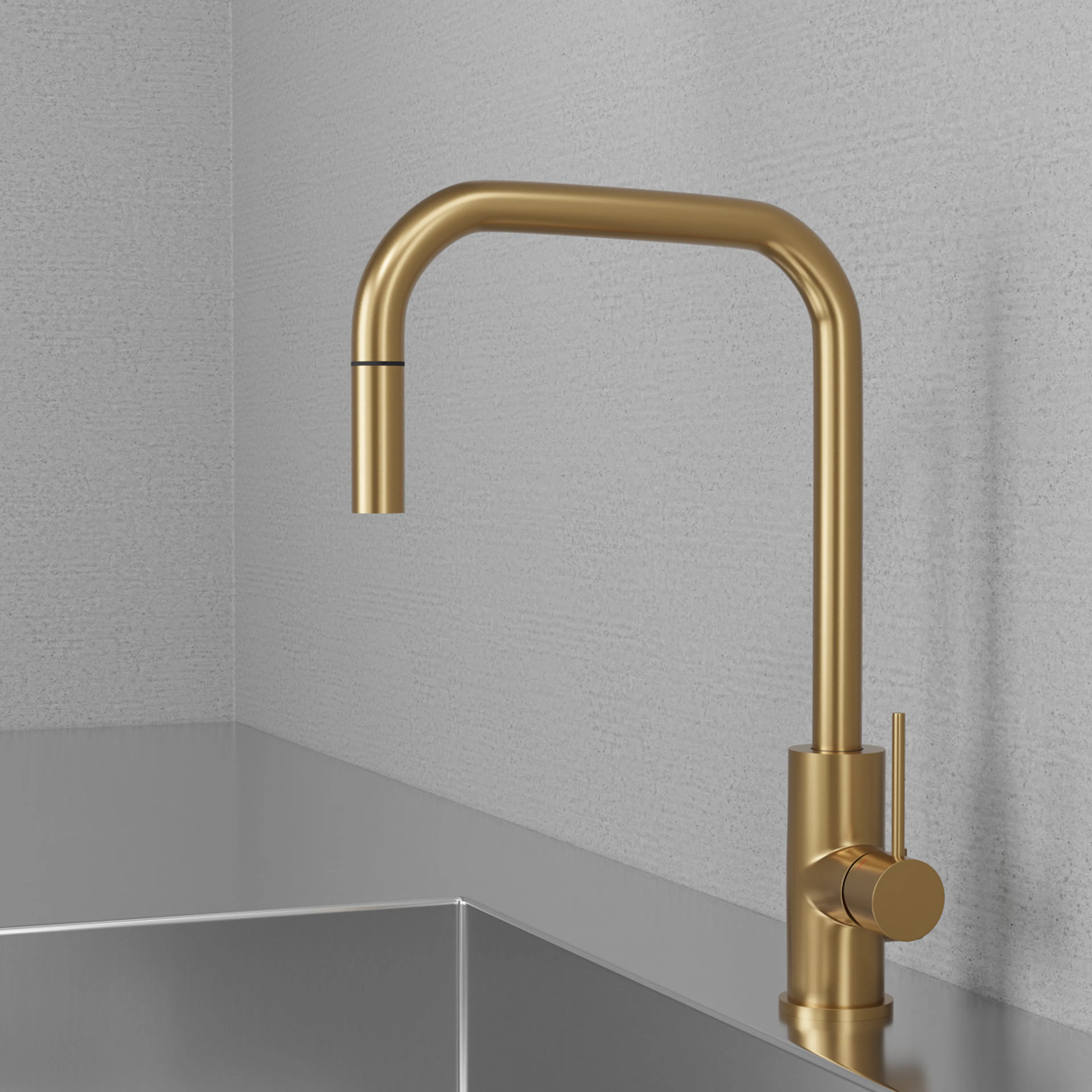 Kjøkkenbatteri Scandtap Steel Accent Square med Uttrekkbar Tut