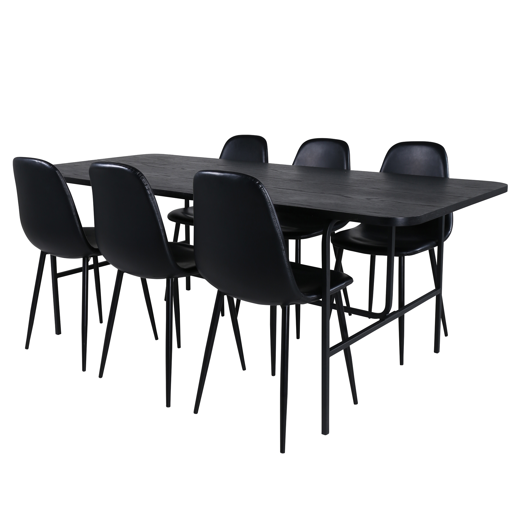 Spisegruppe Venture Home Chicago Sort med 6 Pobbie Stoler