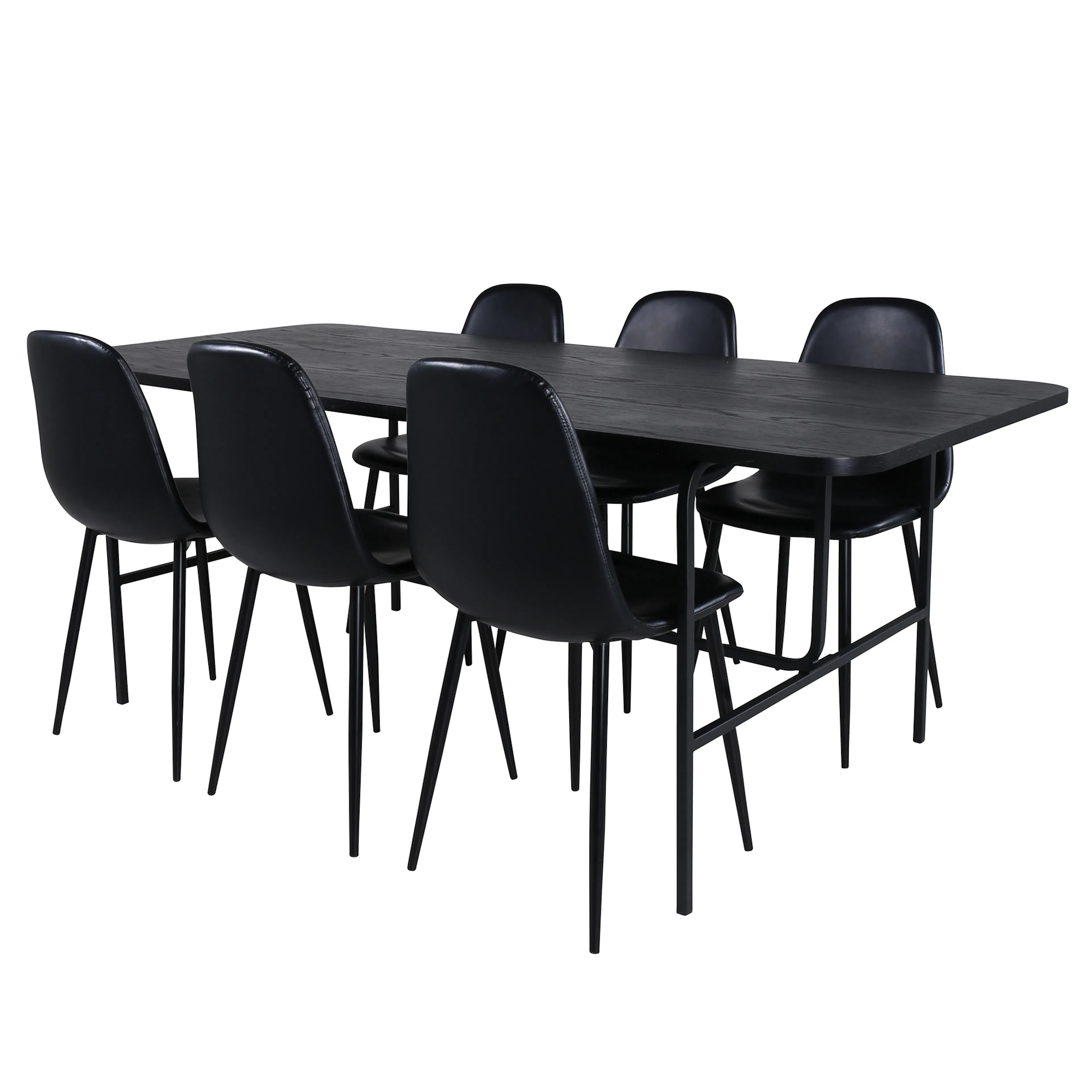 Spisegruppe Venture Home Chicago Sort med 6 Pobbie Stoler