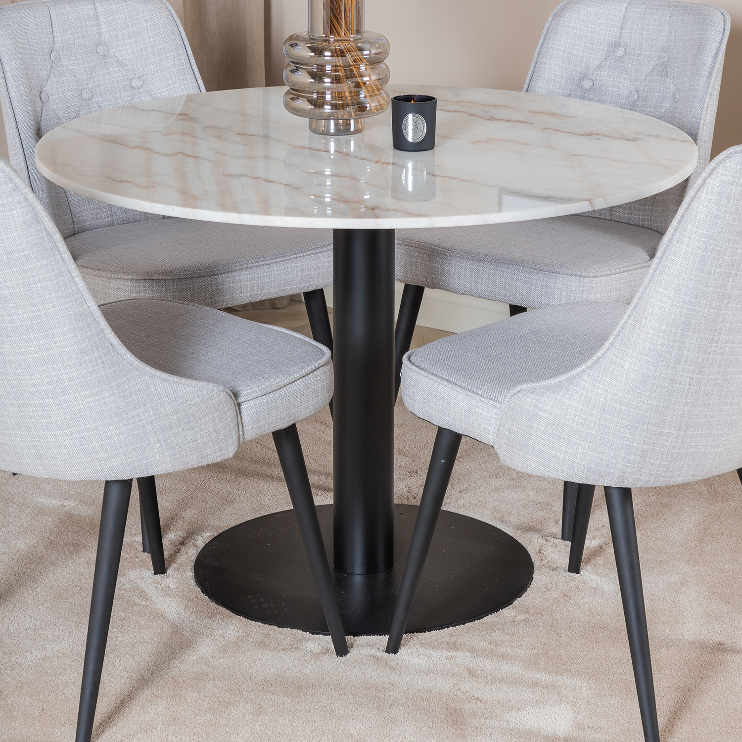 Spisegruppe Venture Home Estelle med 4 Vera Stoler Polyester