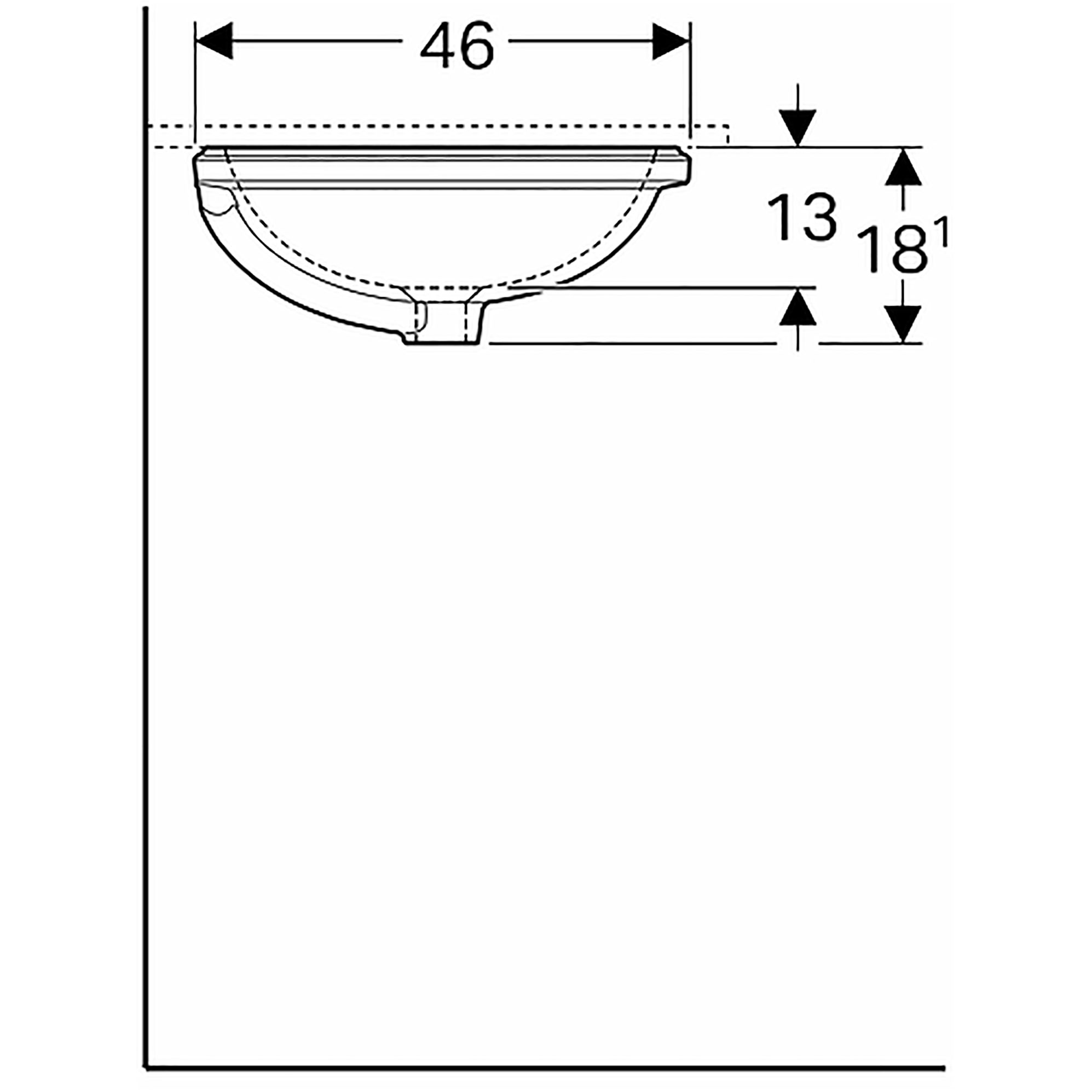 Tvättställ Geberit Variform 500 mm för underlimning Ovalt