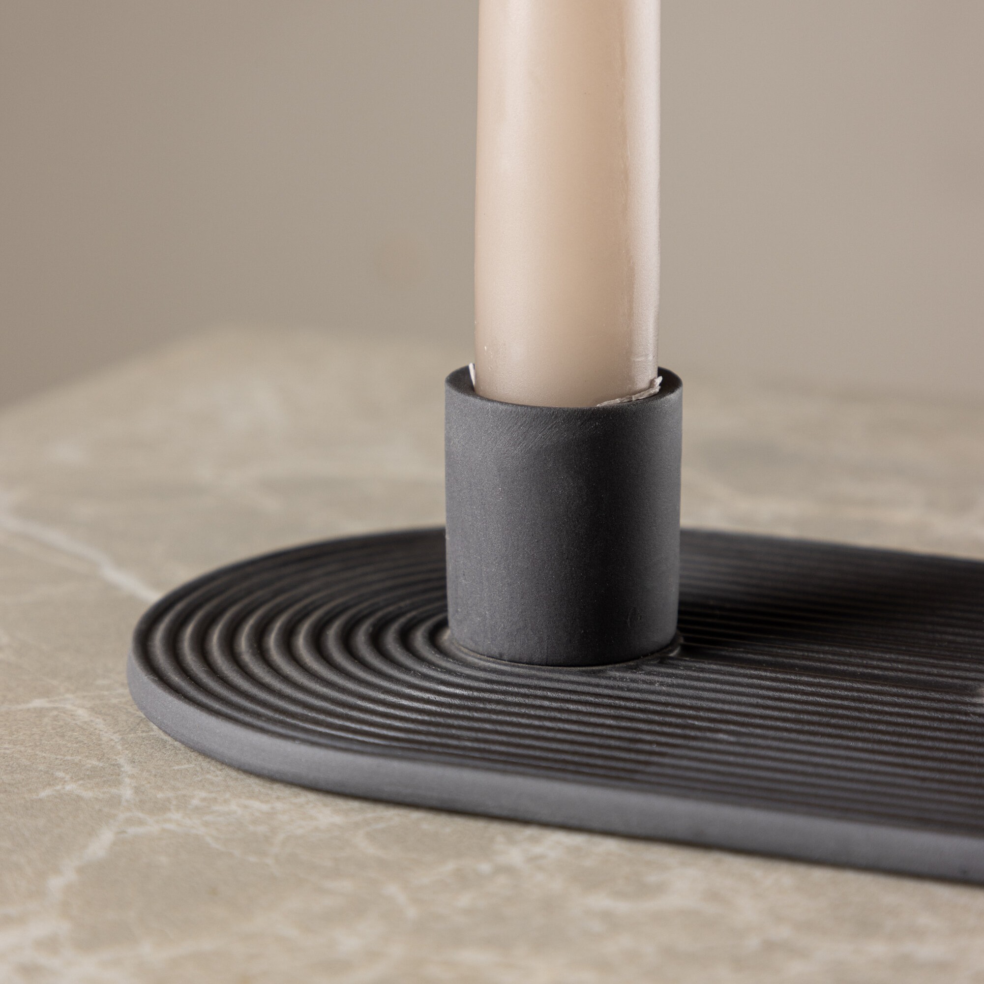 Dian Candlestick - Black - W24*H4cm Sort