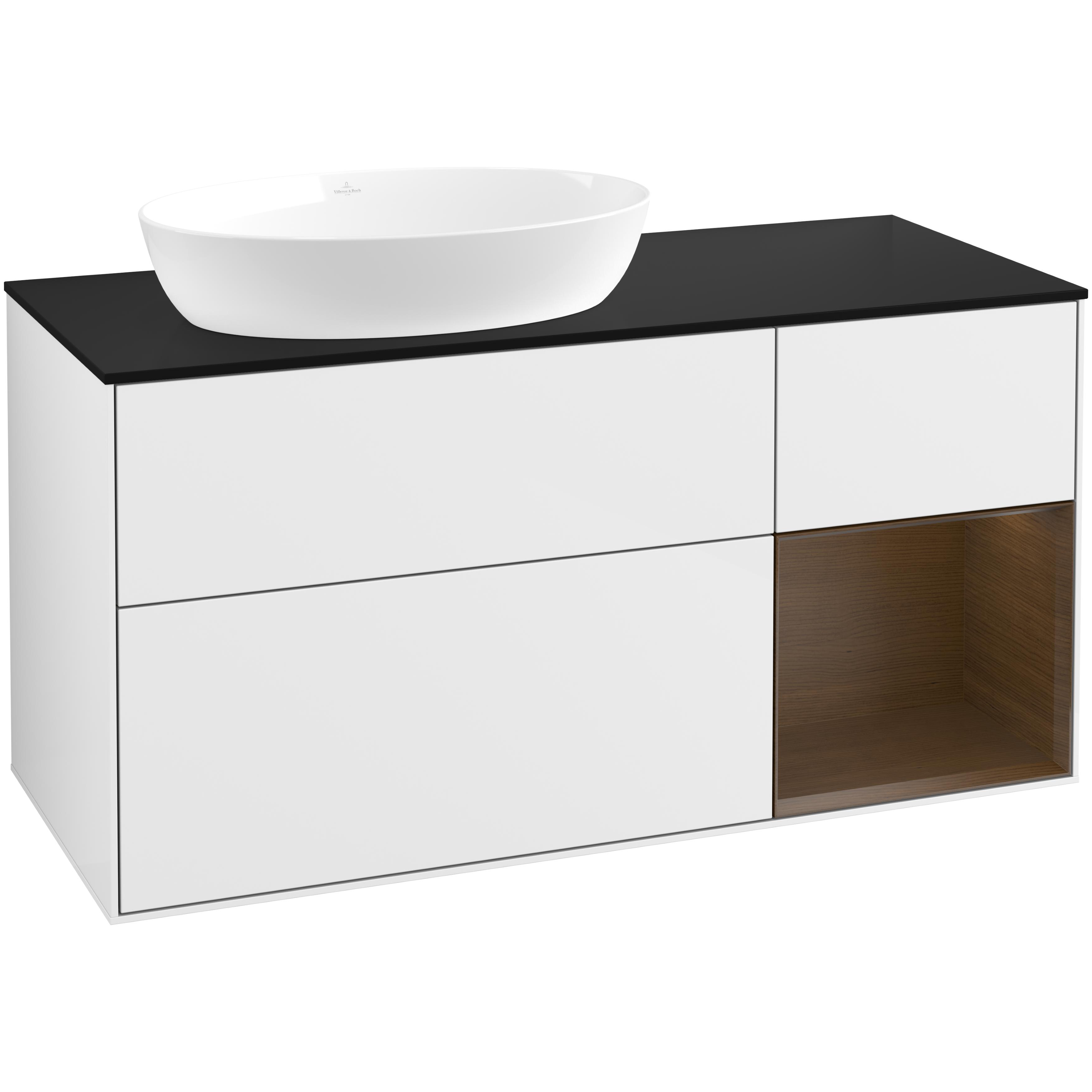 Tvättställsskåp Villeroy & Boch Finion med 3 Lådor Hylla och Bänkskiva för Ocentrerat Tvättställ från Artis & Collaro