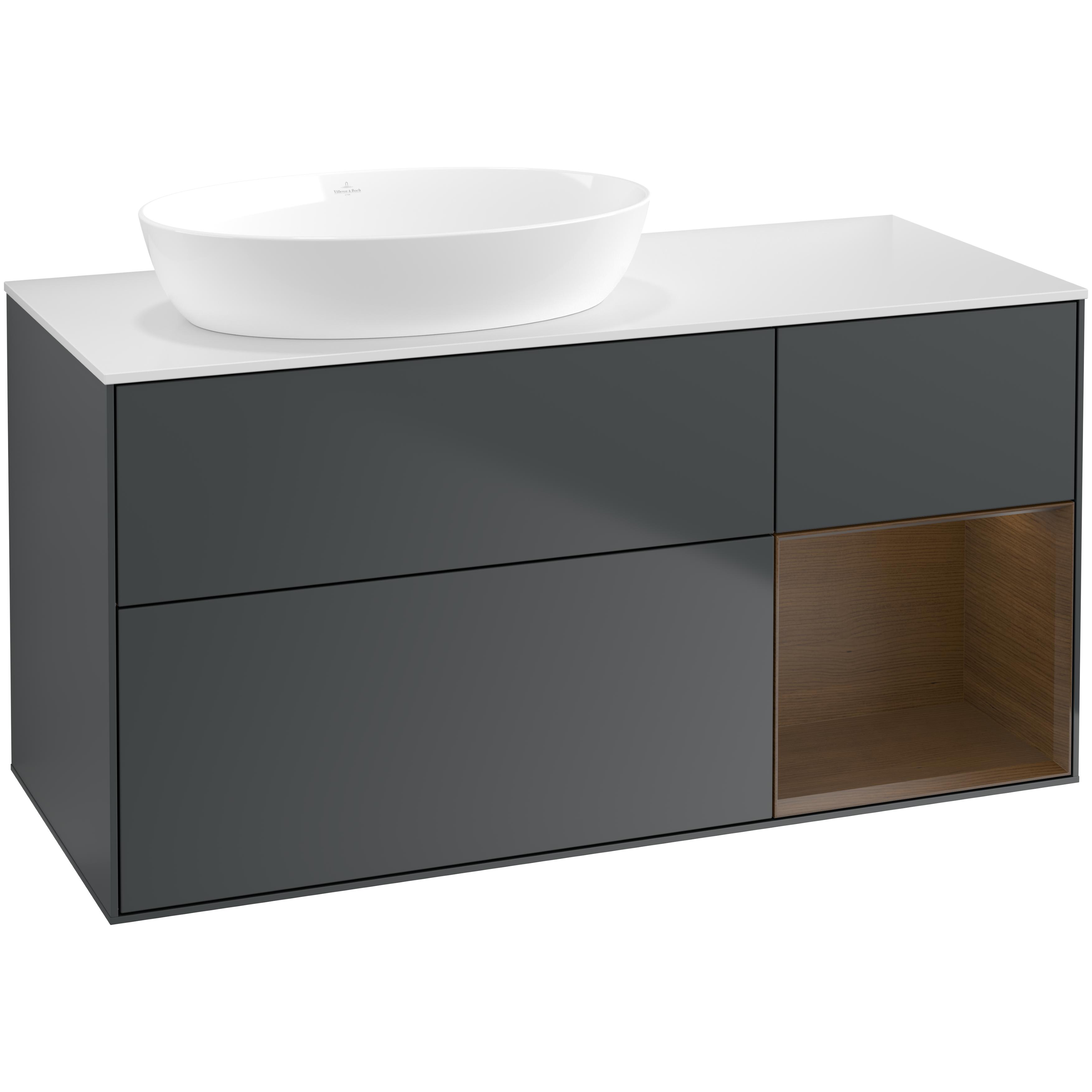 Tvättställsskåp Villeroy & Boch Finion med 3 Lådor Hylla och Bänkskiva för Ocentrerat Tvättställ från Artis & Collaro