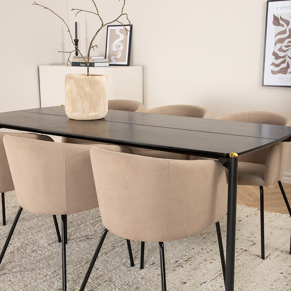 Spisegruppe Venture Home Paris med 6 Bergen Stoler Polyesterlinen
