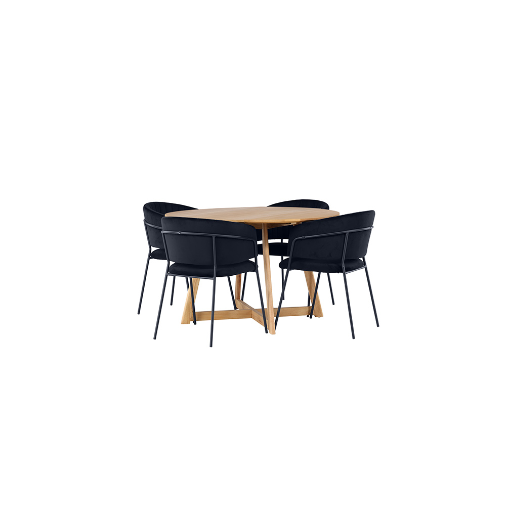Spisegruppe Venture Home Yakidon Ø120 cm med 4 stk Selma Stoler