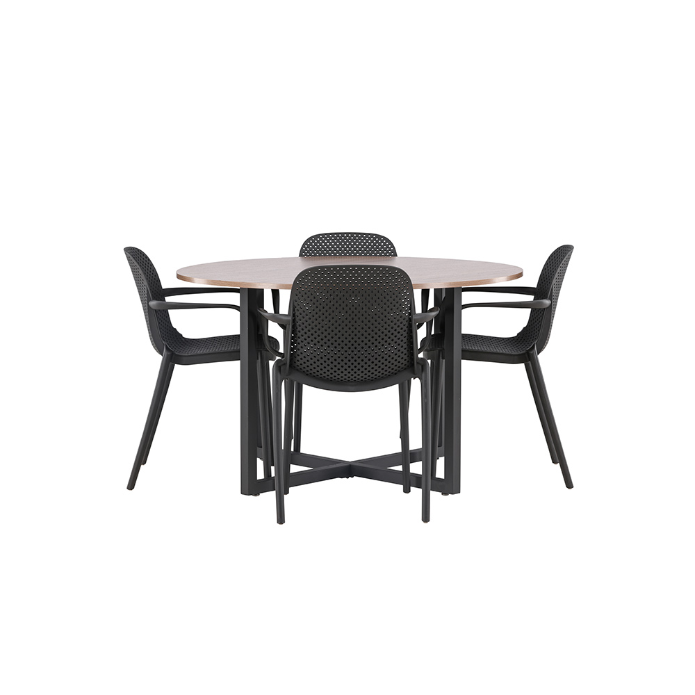Spisegruppe Venture Home Durango Ø 120 cm med 4 Baltimore Stoler