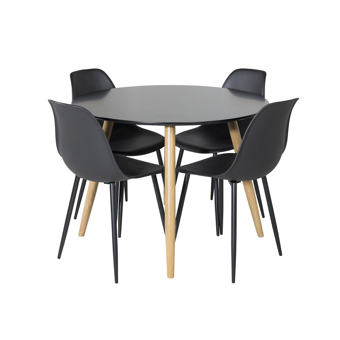Spisegruppe Venture Home Polar Ø100 cm med 4st Plaza Spisestoler
