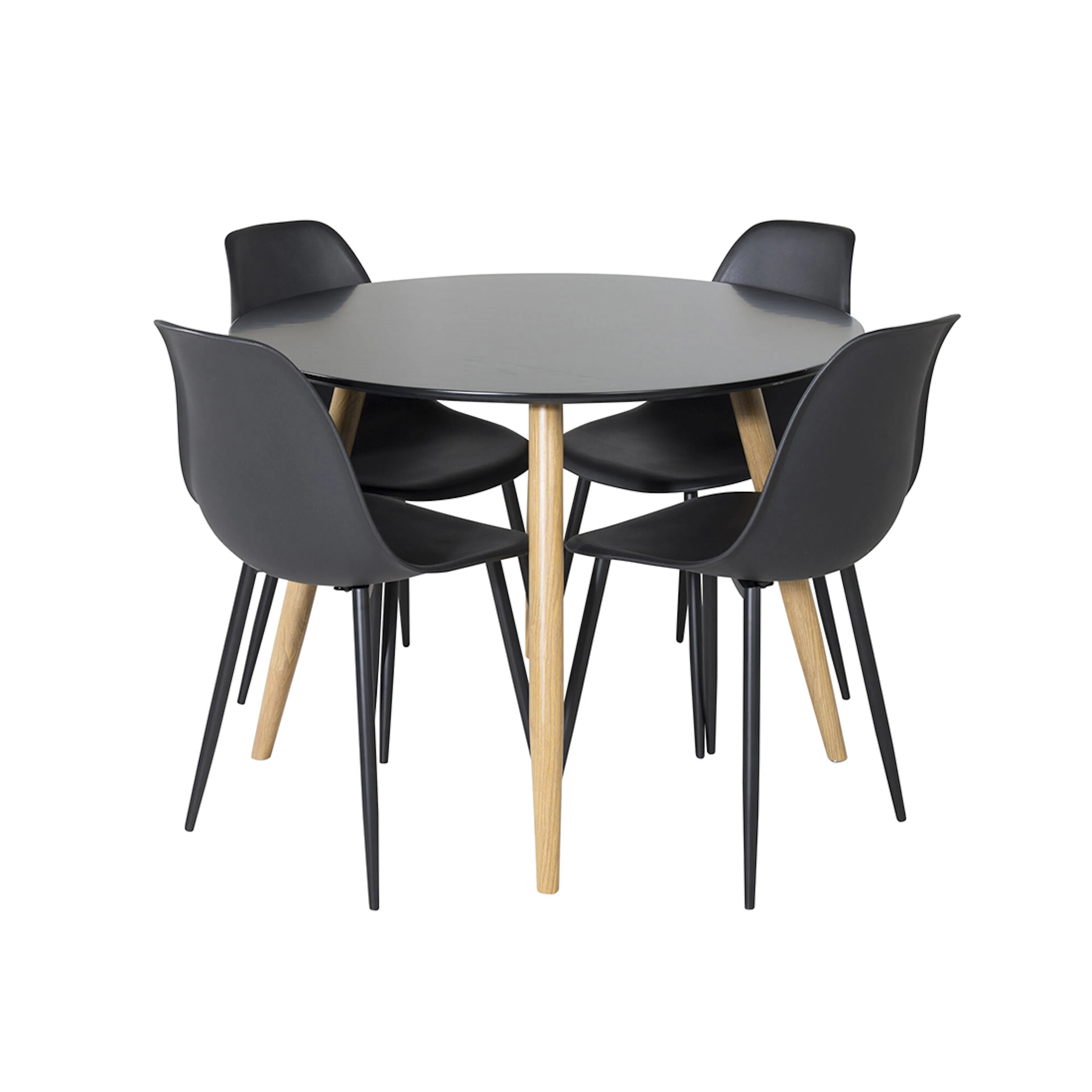 Spisegruppe Venture Home Polar Ø100 cm med 4st Plaza Spisestoler