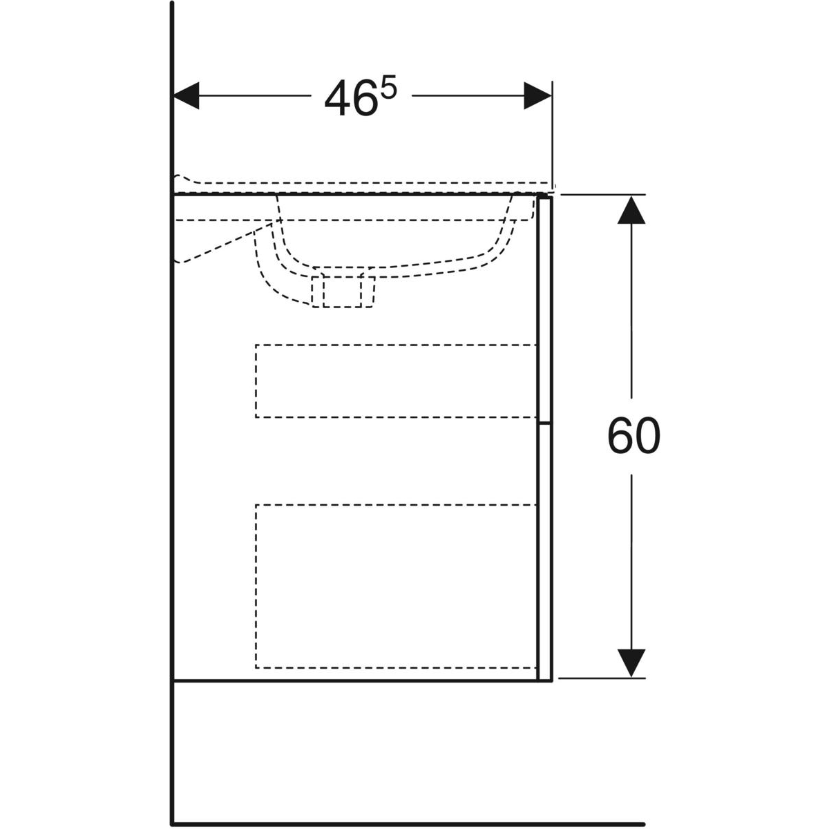 Ifö Elegant underskåp för möbeltvättställ, med två lådor: B= Hvit, 900x600 mm