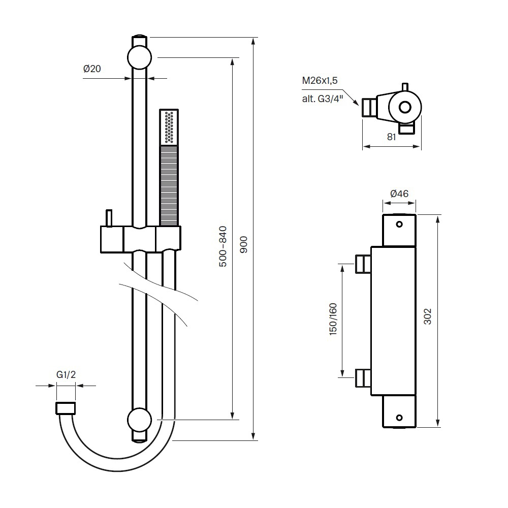 Duschset Tapwell Evo EVM168 + ZSAL300 160 CC