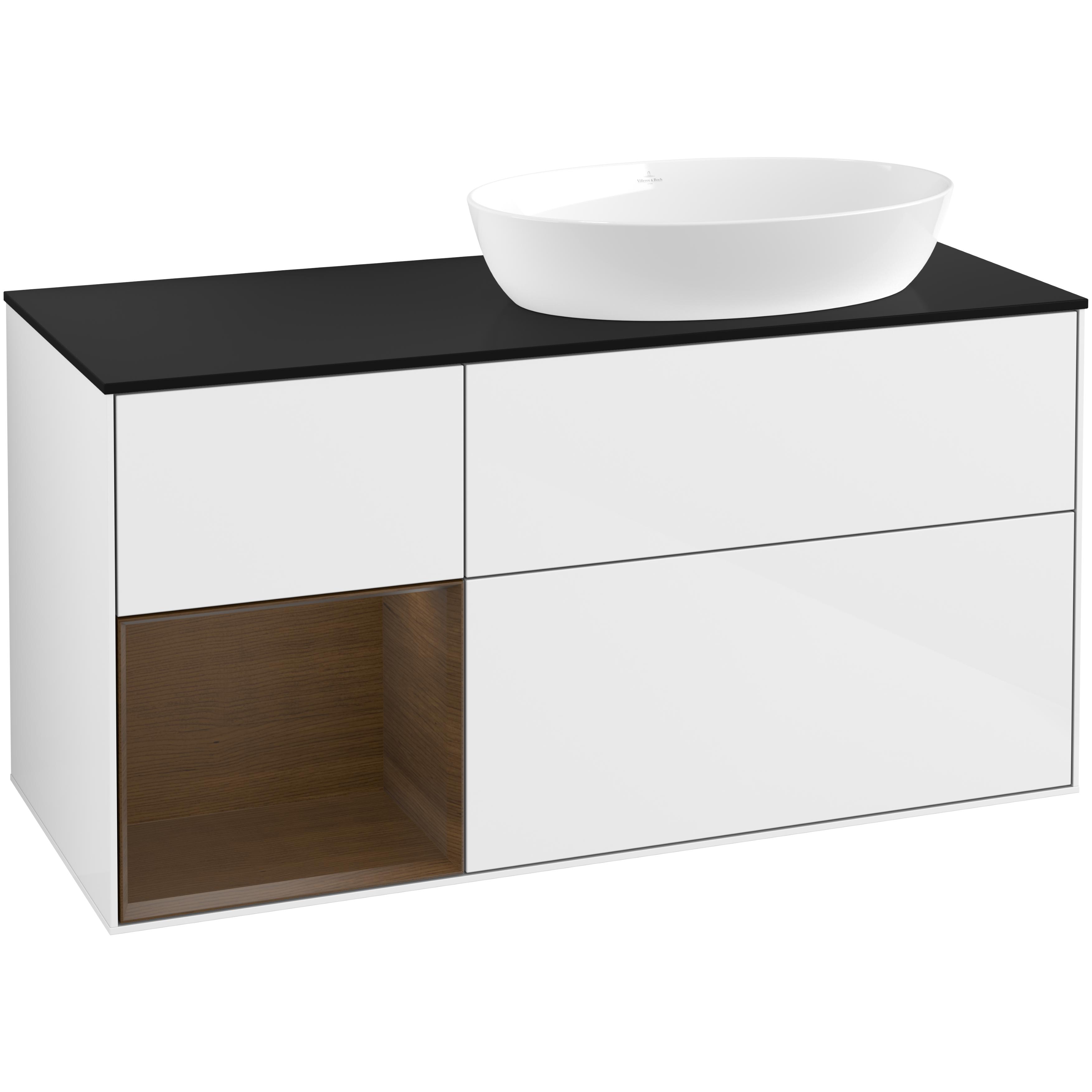 Tvättställsskåp Villeroy & Boch Finion med 3 Lådor Hylla och Bänkskiva för Ocentrerat Tvättställ från Artis & Collaro