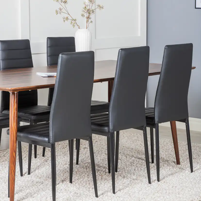 Spisegruppe Venture Home Pobbie med 6 Sly Stoler Kunstlær