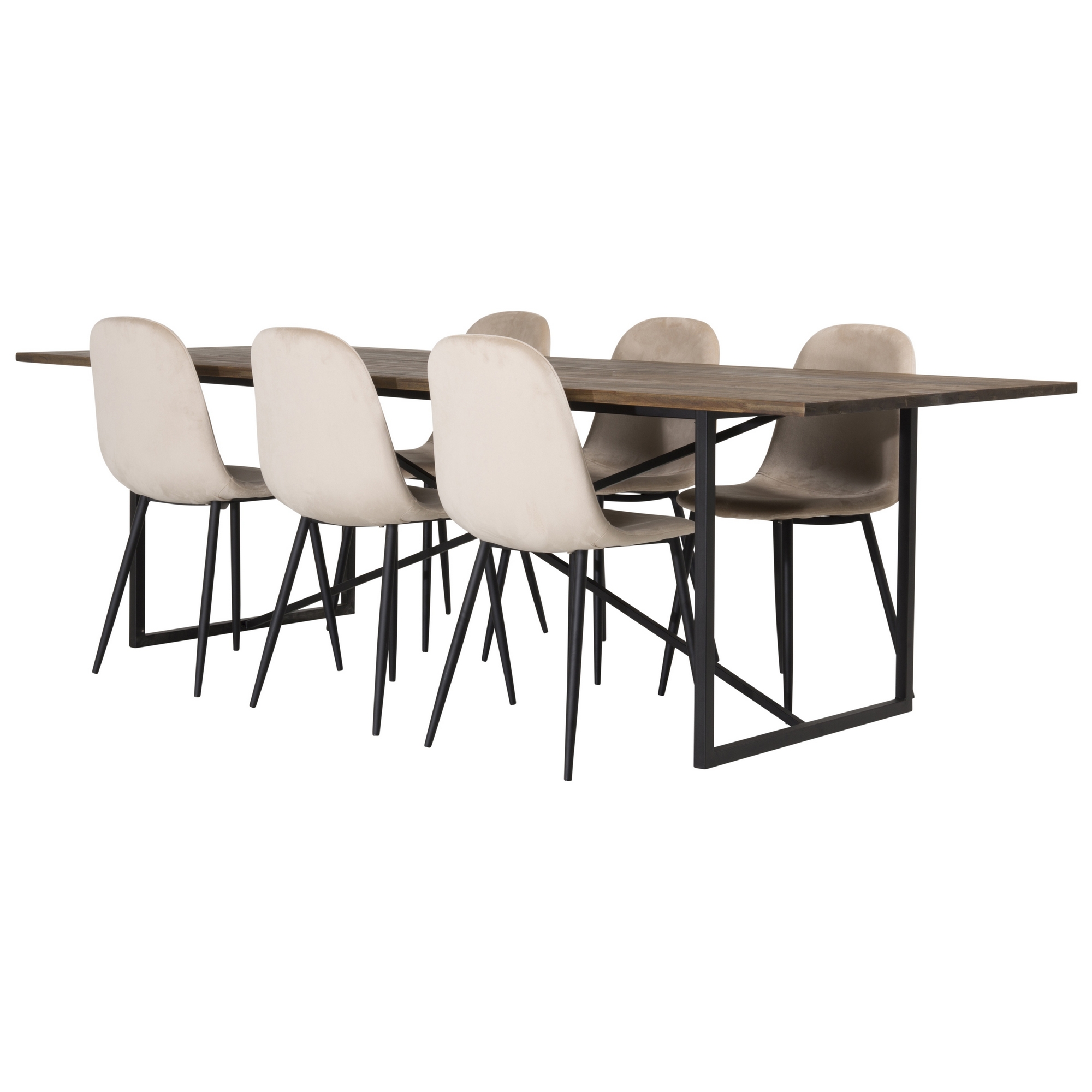 Spisegruppe Venture Home Peo med 6 Pobbie Stoler Fløyel