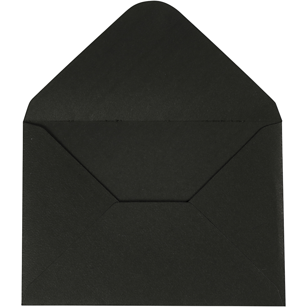 Kuvert, svart, kuvertstl. 11,5x16 cm, 110 g, 10 st./ 1 förp. Svart