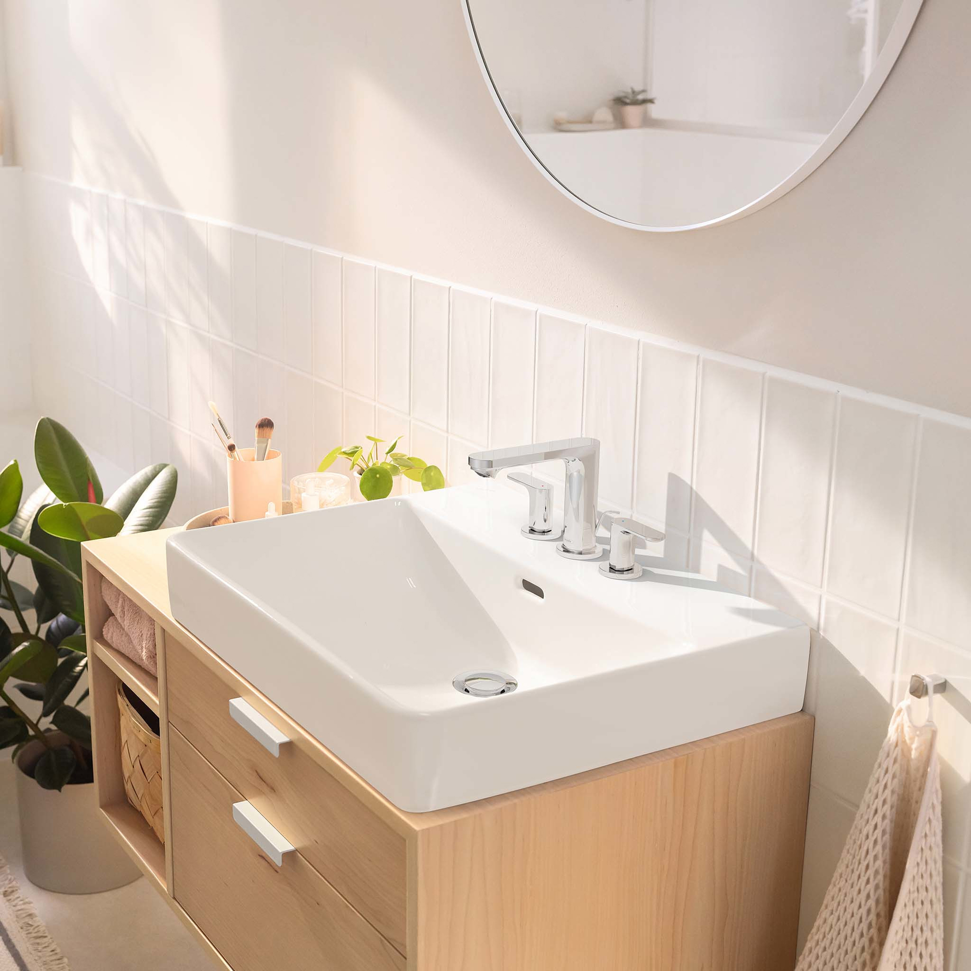 Servantbatteri Hansgrohe Rebris S 3-hulls 110 med Løfteventil