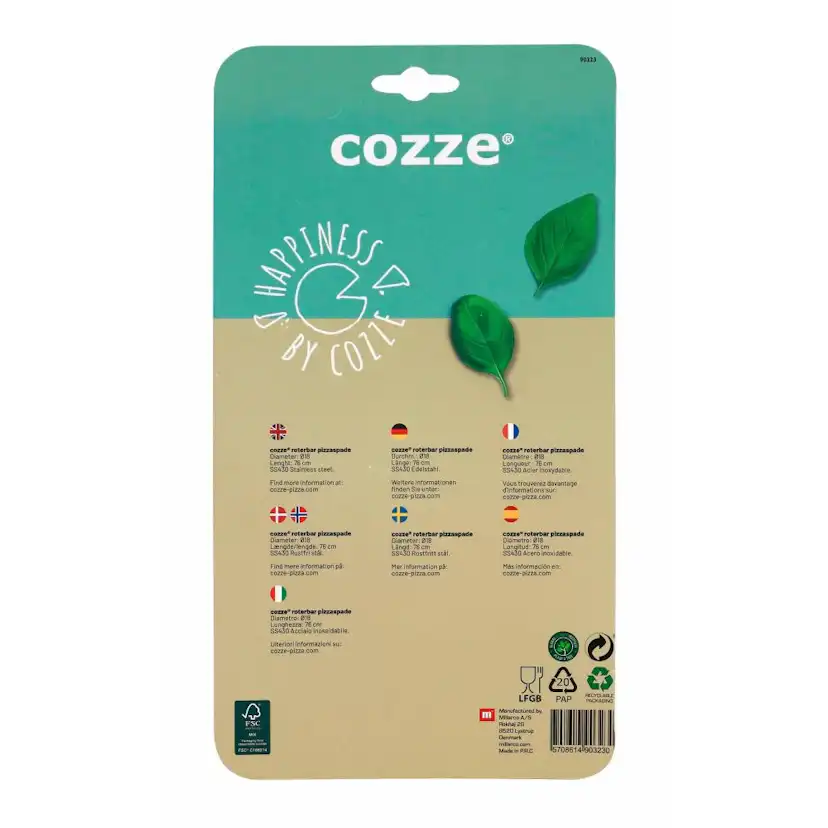 Pizzaspade Cozze Ø18x76 cm Roterbar i Rustfritt Stål