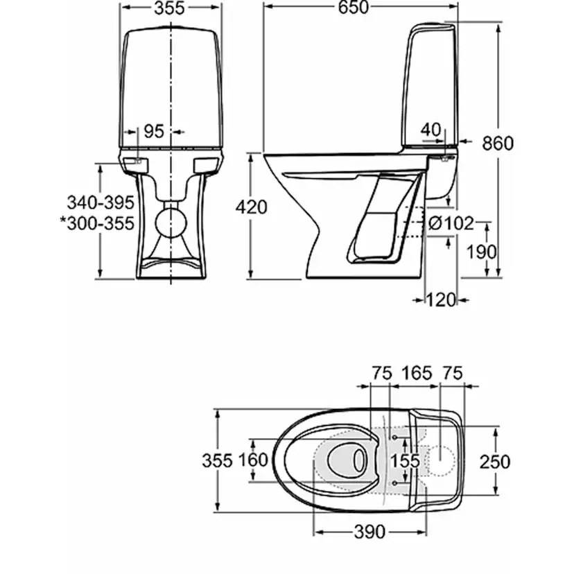 Toalett Ifö Spira 6262 Rimfree