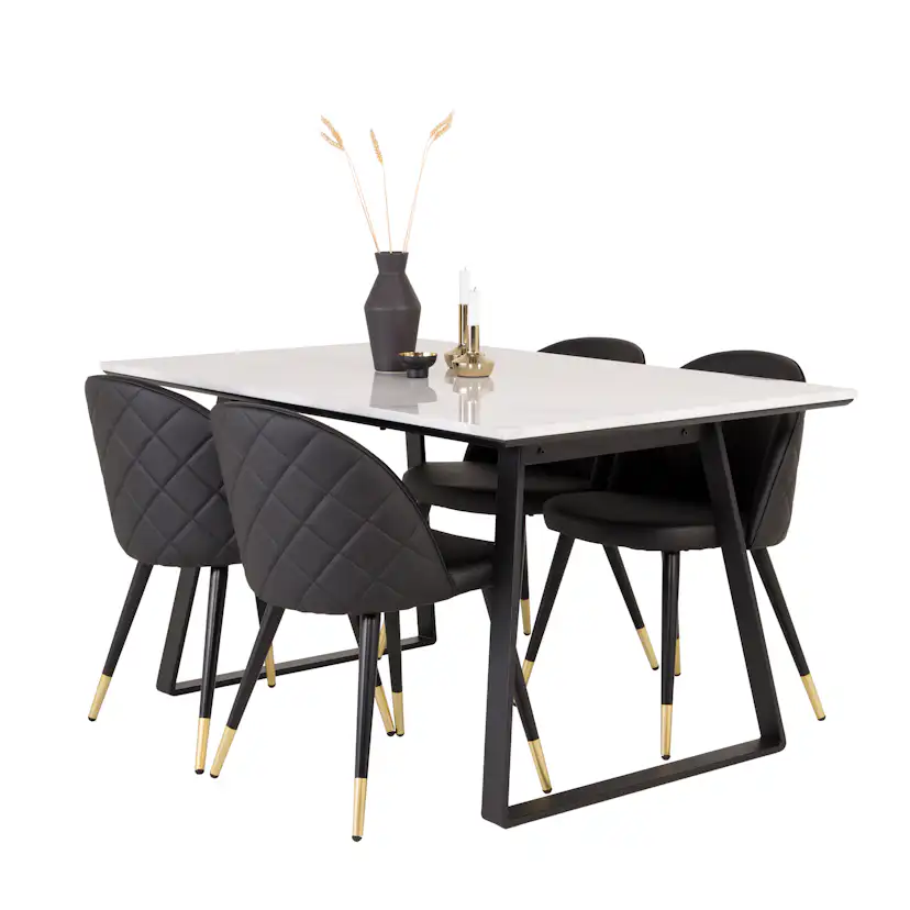 Spisegruppe Venture Home Estelle 140 med 4 Valentina Stoler Lær