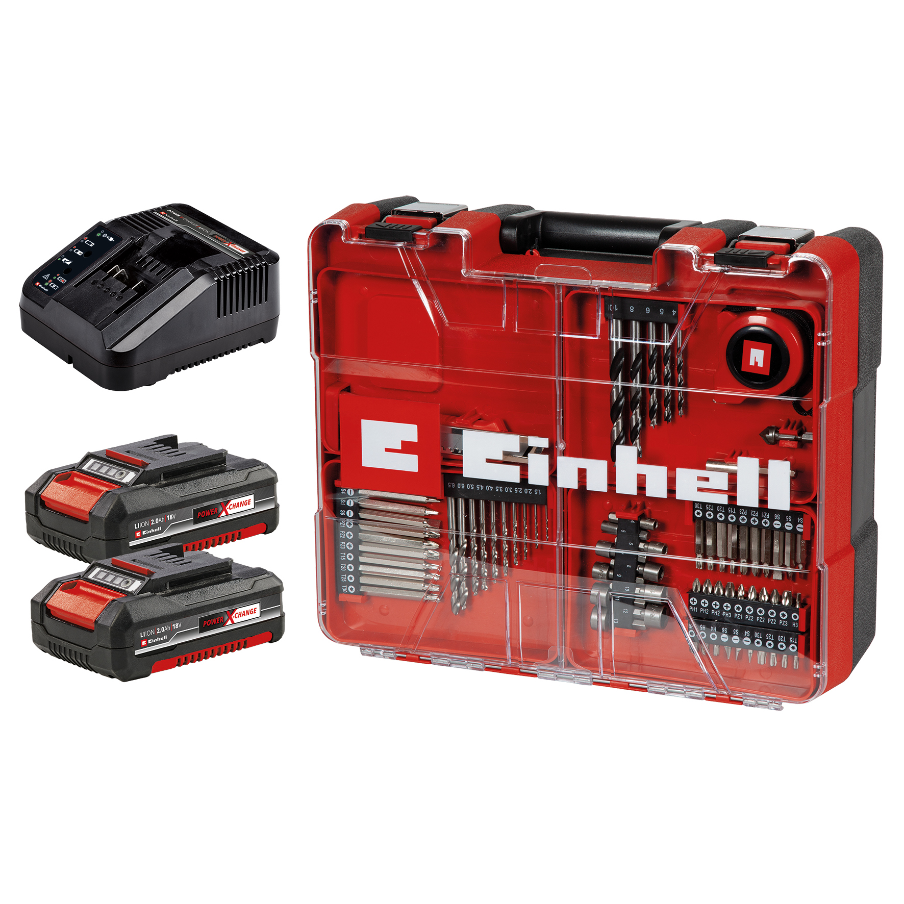 Boremaskinsett Einhell TE-CD 18/40 Li +69 Trådløst SETT med 2x2,0 Ah Batterier