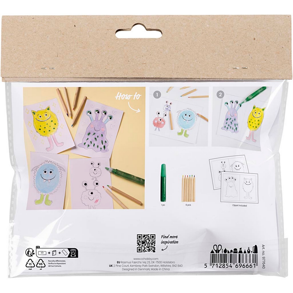 Hobbysett Creative Company Mini DIY Kit Fargelegging Monster