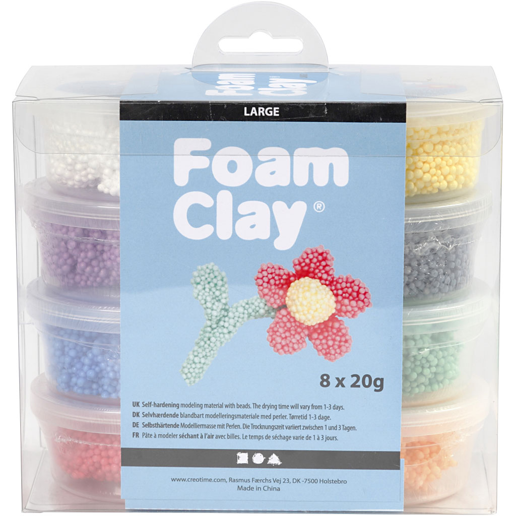 Modelleringsmateriale Creativ Company Foam Clay Large Ass Farger 8x20 g/1 Pk