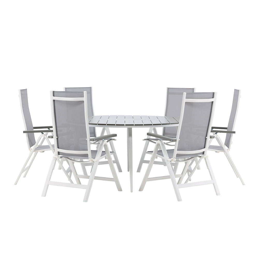 Spisegruppe Venture Home Break Ø150 cm med 6 Albany Stoler