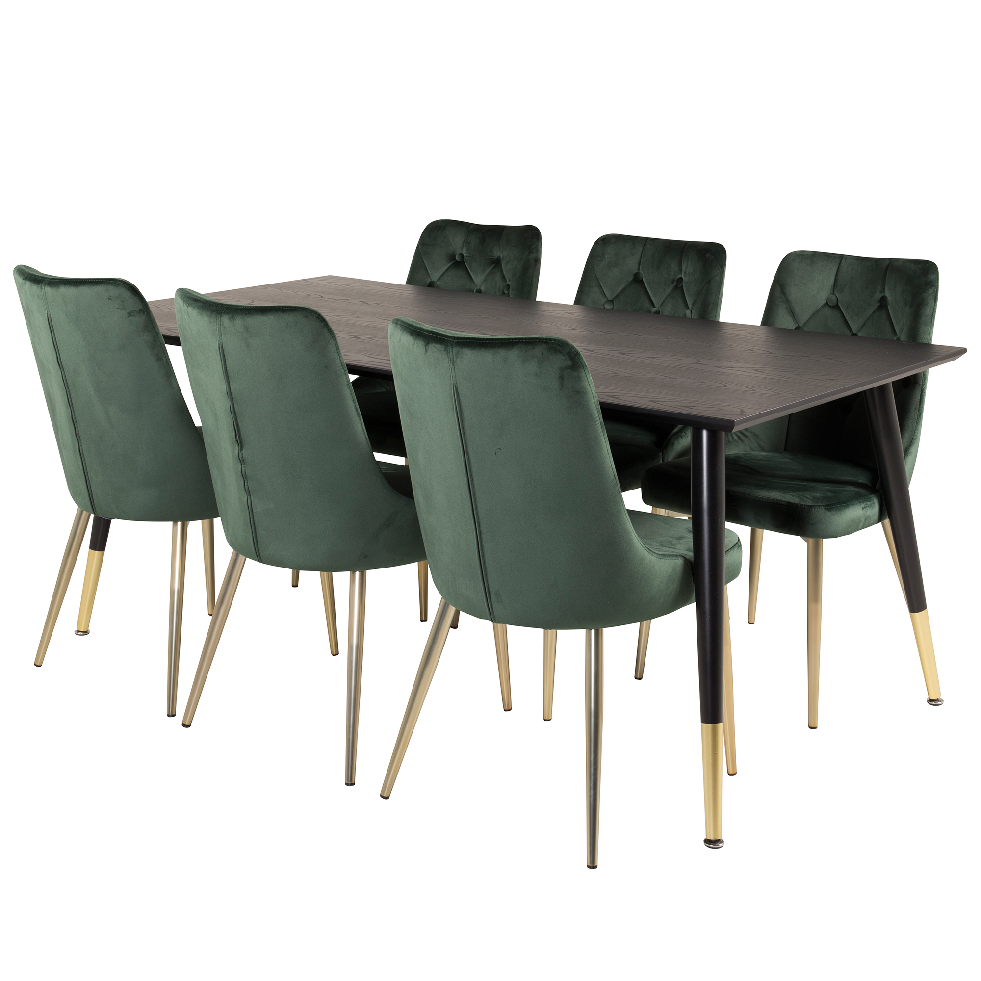 Spisegruppe Venture Home Dipp med 6 Velvet Deluxe Stoler
