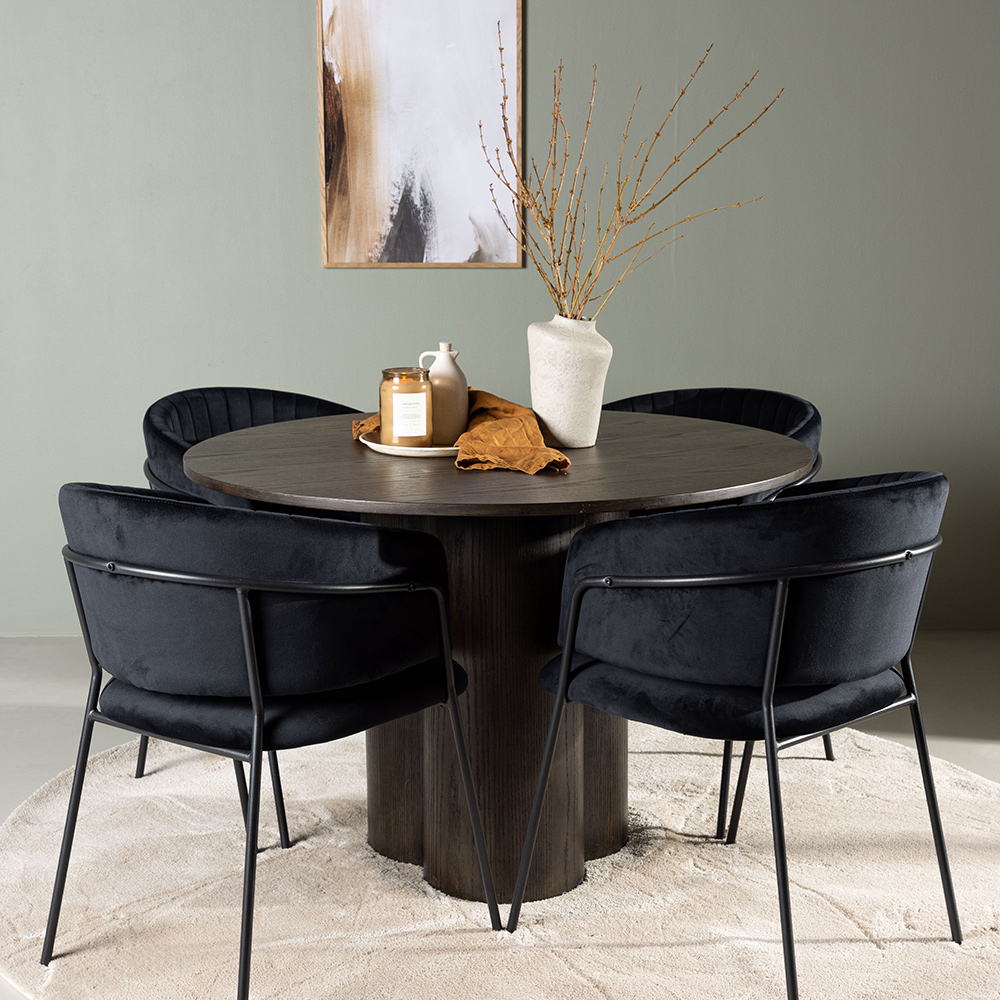 Spisegruppe Venture Home Olivia Ø110 cm med 4 stk Selma Stoler
