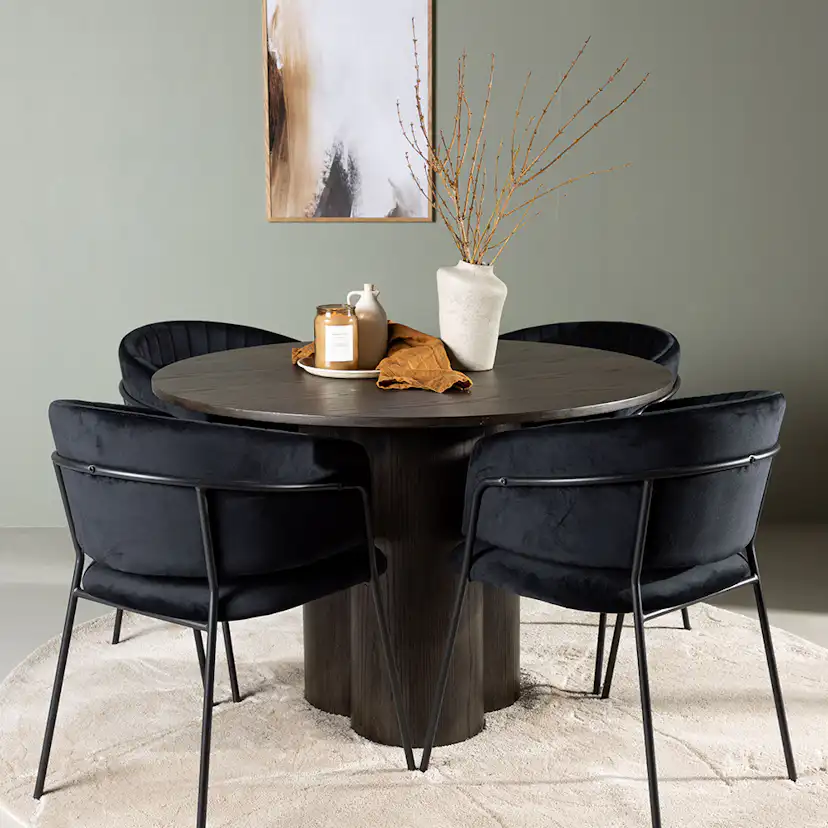Spisegruppe Venture Home Olivia Ø110 cm med 4 stk Selma Stoler