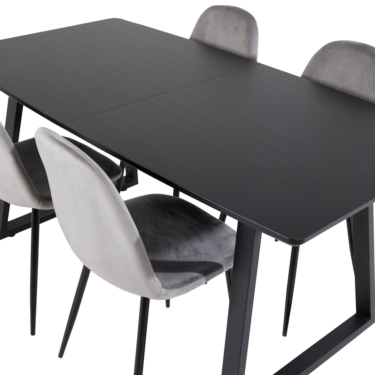 Inca Extentiontable - Black top /Polar Chair_4 Sort/Grå