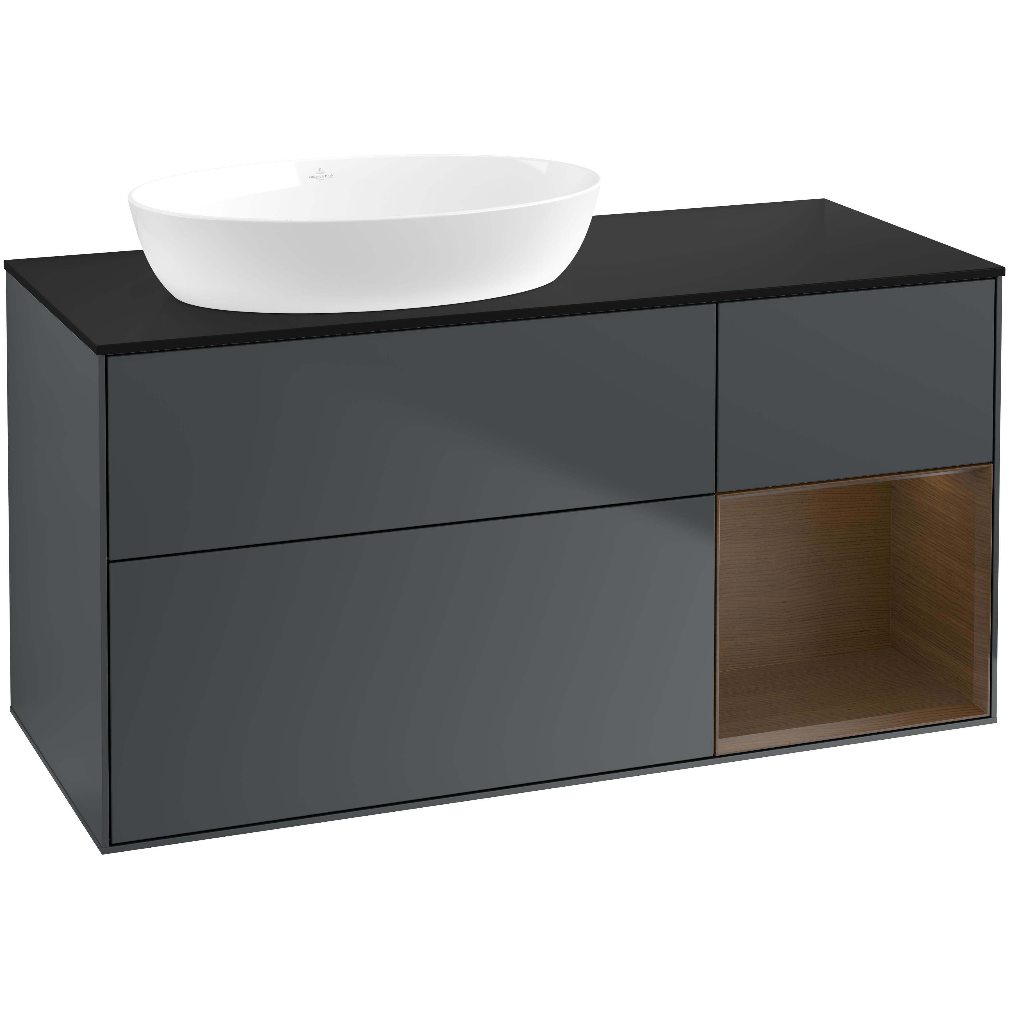 Tvättställsskåp Villeroy & Boch Finion med 3 Lådor Hylla och Bänkskiva för Ocentrerat Tvättställ från Artis & Collaro