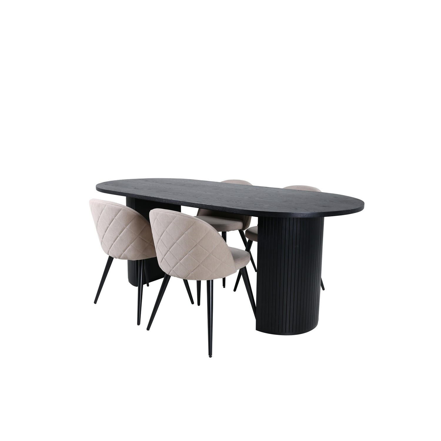 Spisegruppe Venture Home Bianca med 4 Valentina Sort Stitcthes Stoler