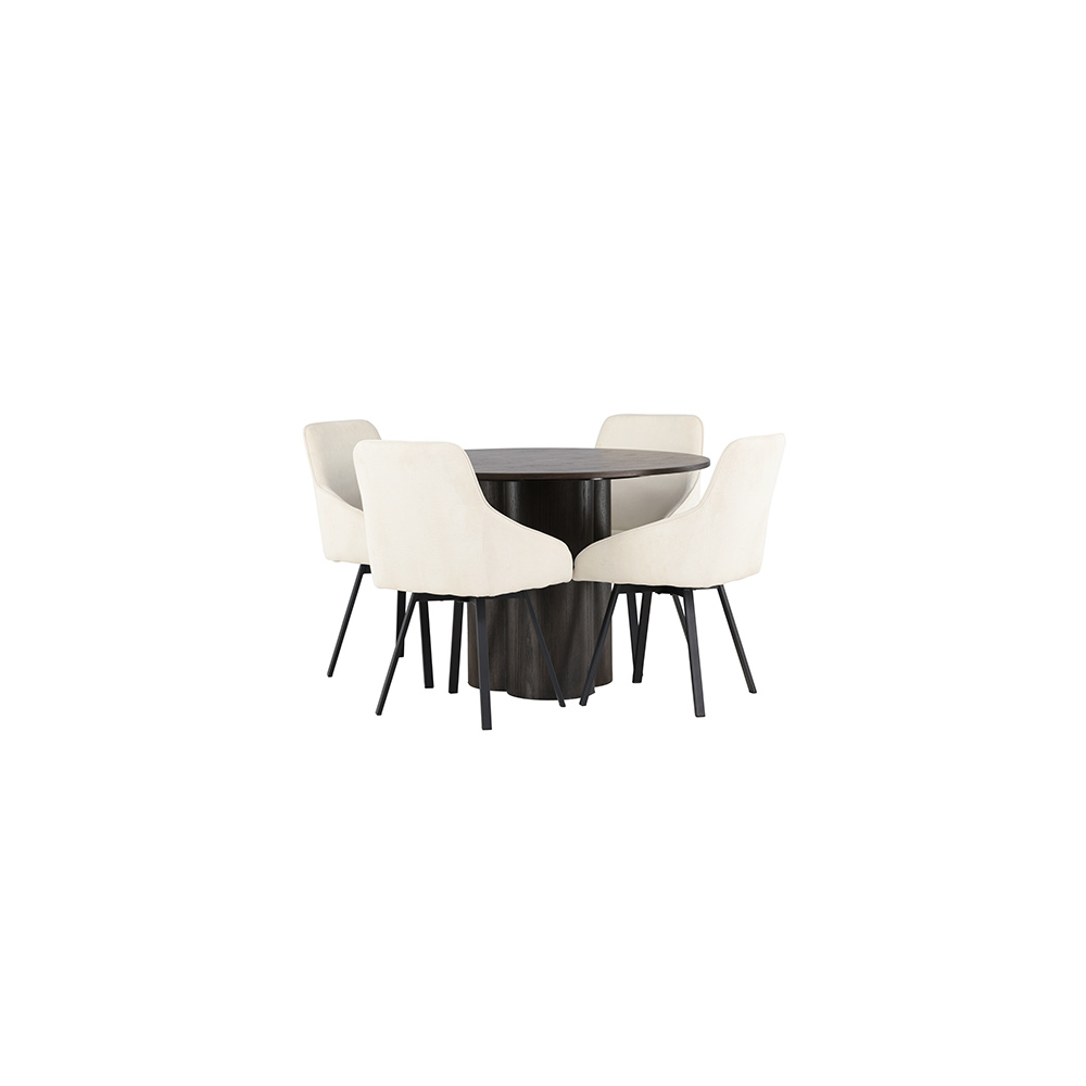 Spisegruppe Venture Home Olivia Ø110 cm med 4 stk Rosie Stoler