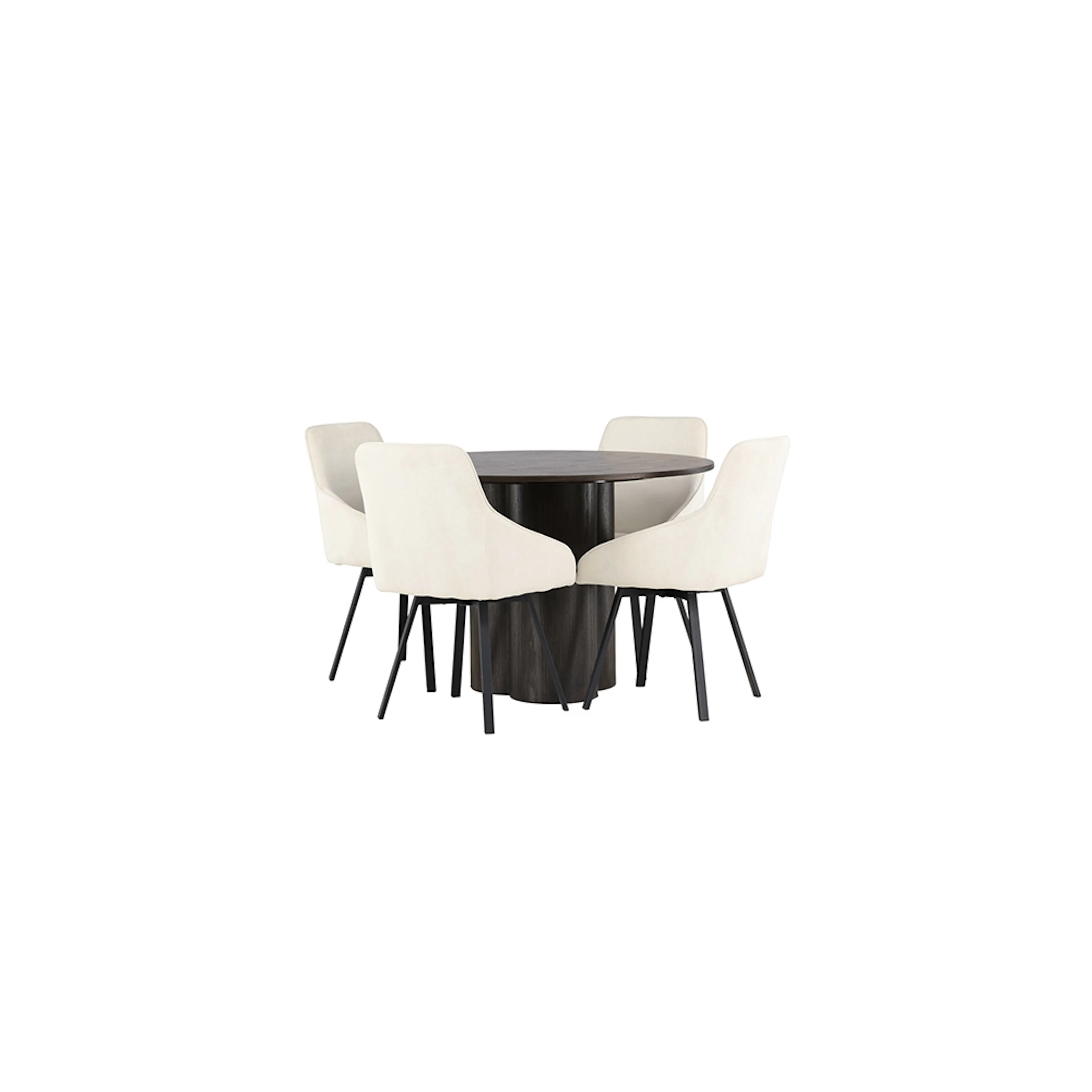Spisegruppe Venture Home Olivia Ø110 cm med 4 stk Rosie Stoler